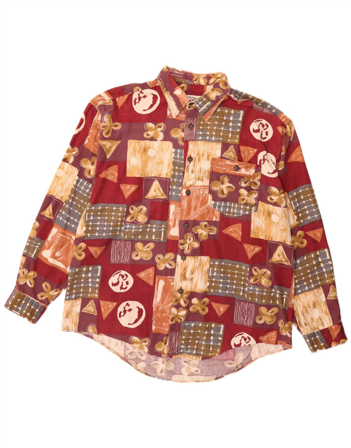 Cămașă MCNEAL pentru bărbați din velur XL Burgundy Patchwork