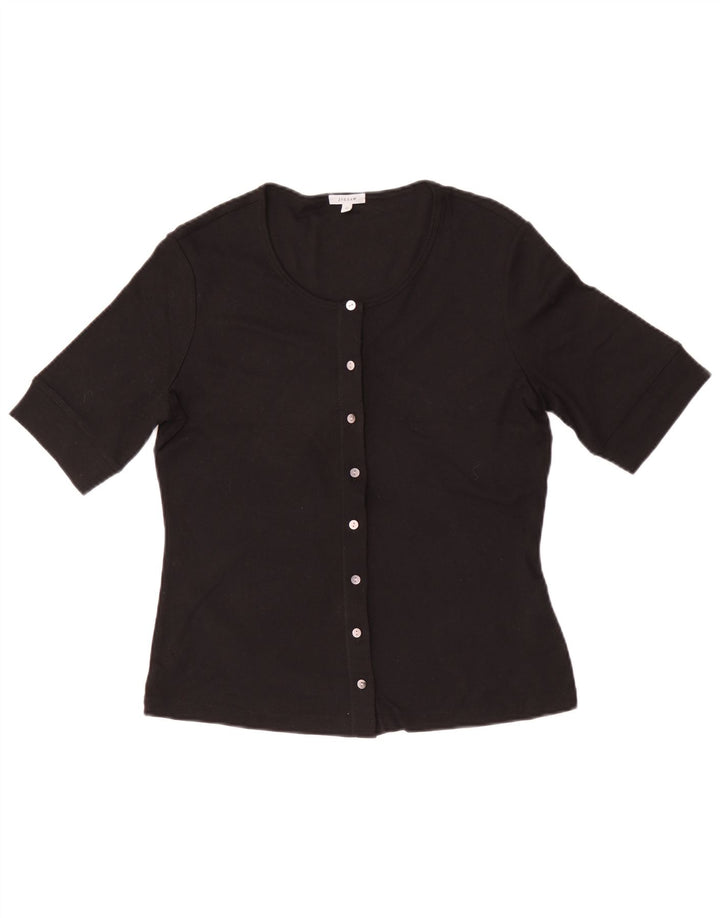 Top cardigan cu mânecă scurtă pentru femei Jigsaw UK 12 Medium Black Modal
