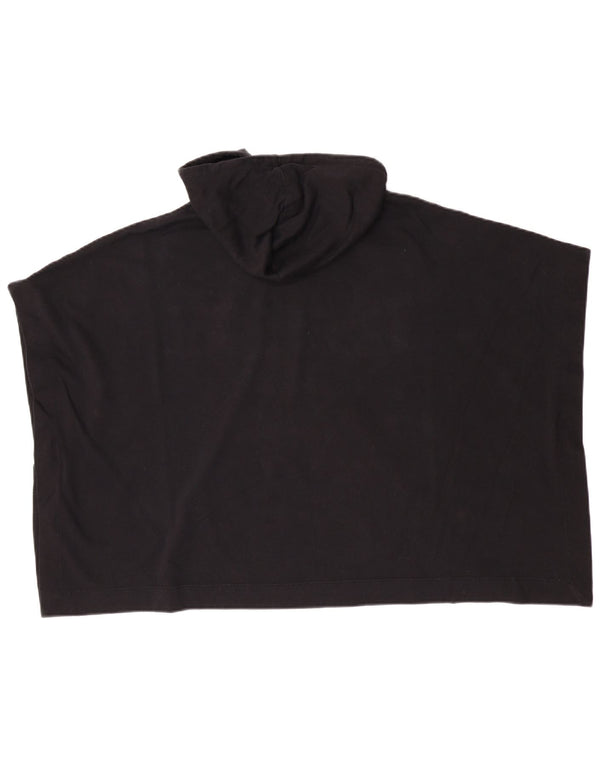 Dkny Poncho pentru femei cu glugă, cu vestă grafică, UK 6 XS, bumbac negru