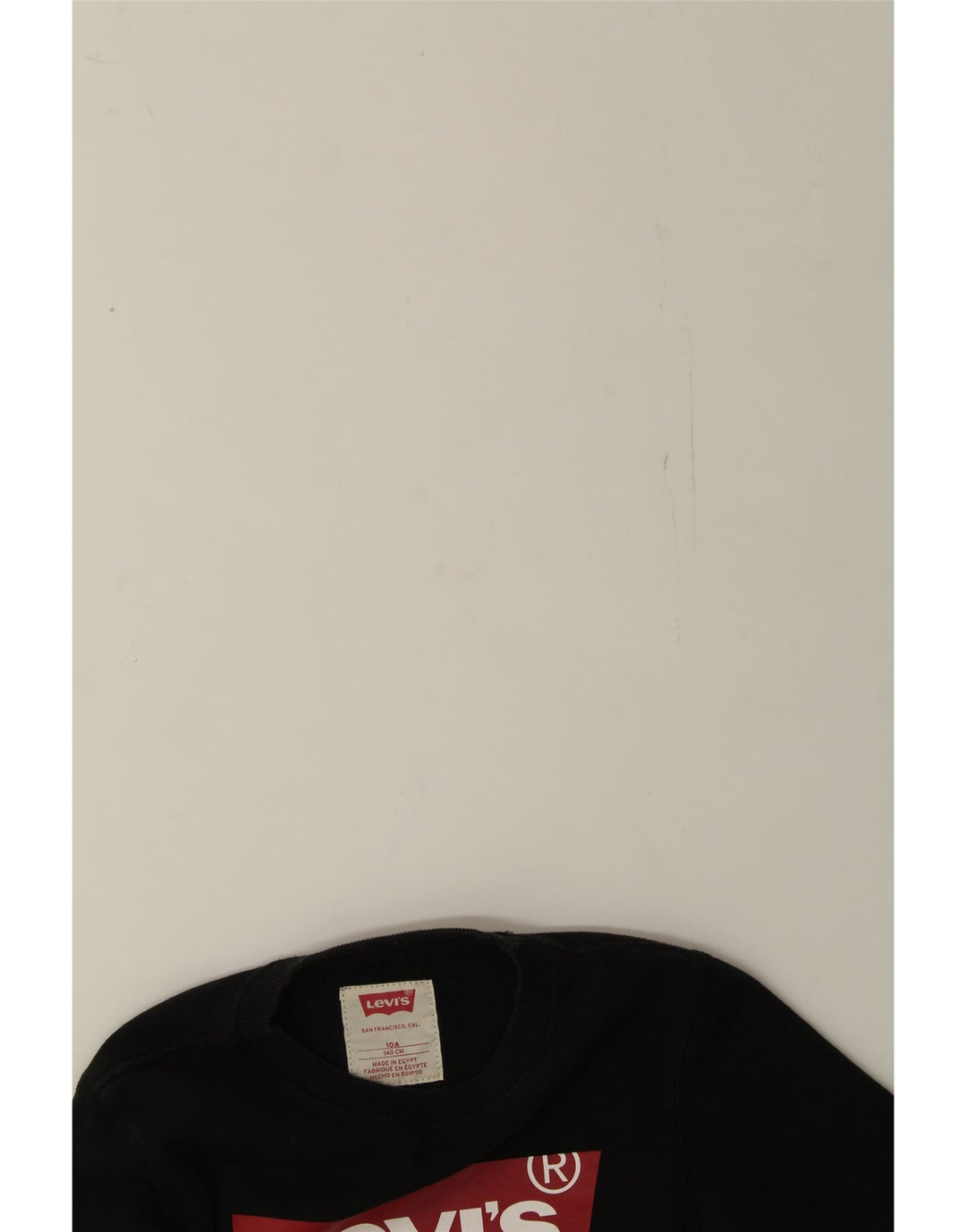 LEVI'S Boys Graphic Sweatshirt Jumper 9-10 Years Black Cotton Vintage Levi's and Second-Hand Levi's from Messina Hembry 