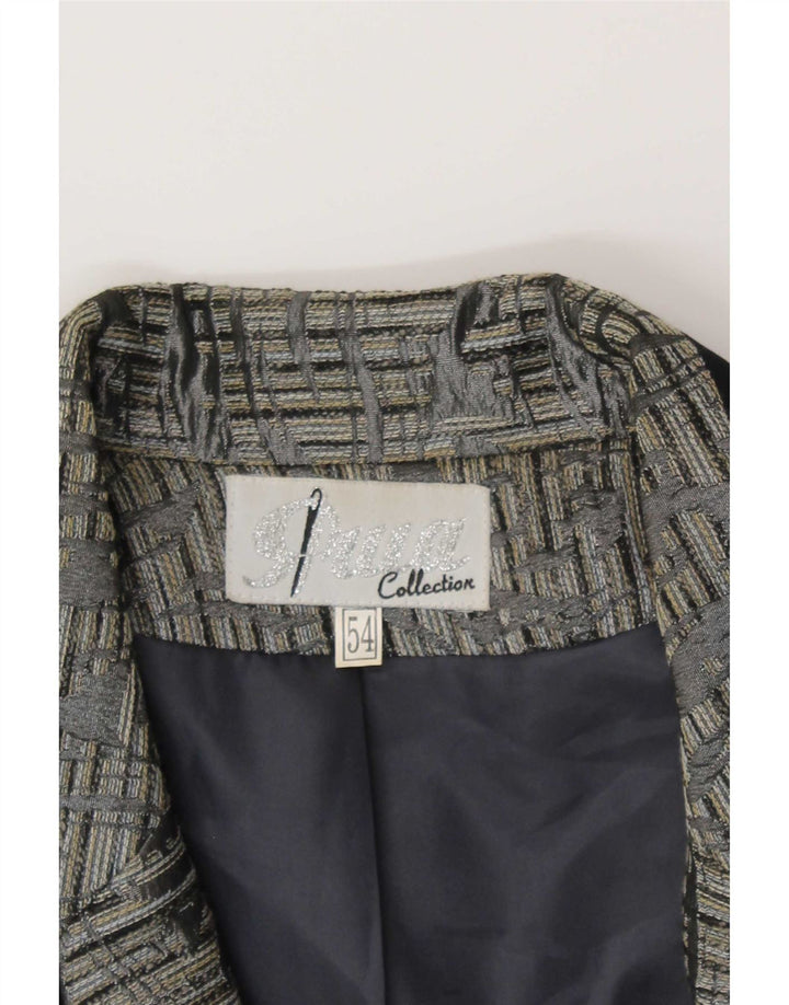 Jachetă vintage pentru femei cu 1 nasture IT 54 3XL Gri Paisley