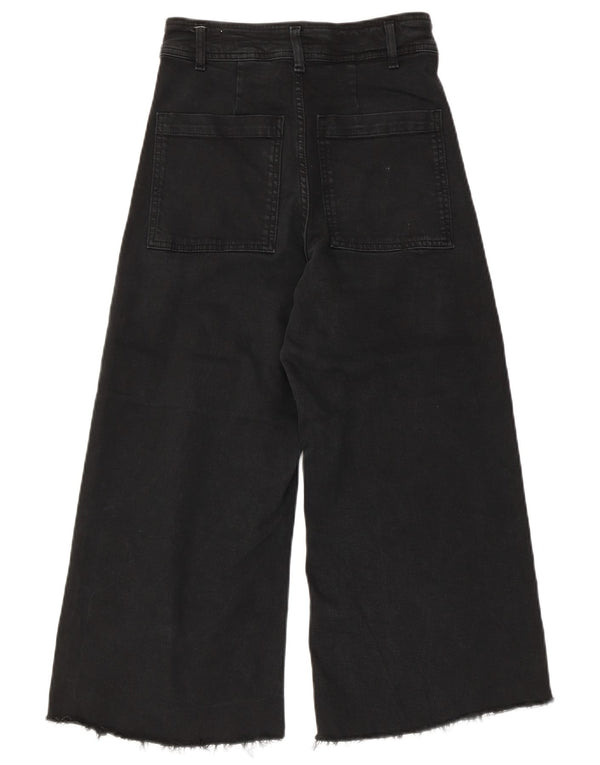 Zara femei Capri blugi cu talie înaltă cu picioare largi US 34 2XS W24 L22 bumbac negru