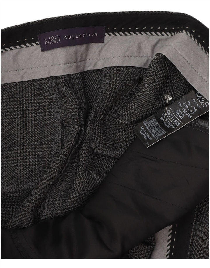Pantaloni tăiați pentru femei Marks & Spencer UK 14 Large W34 L25 Gri Check
