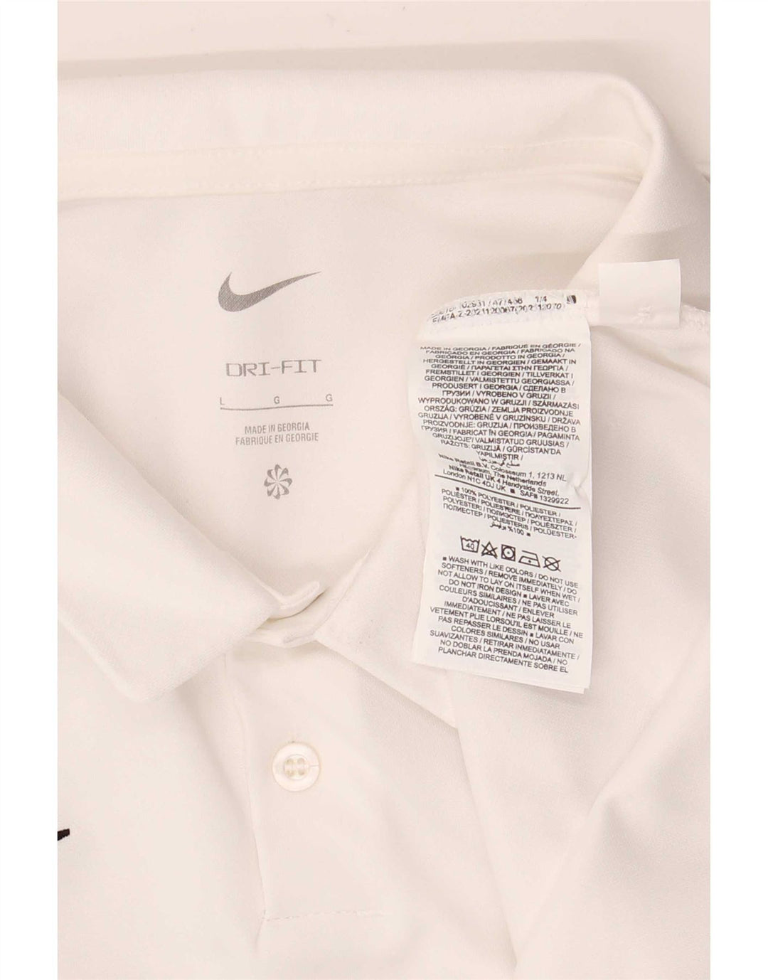 Tricou polo Nike Dri Fit pentru bărbați, mare, alb, din poliester
