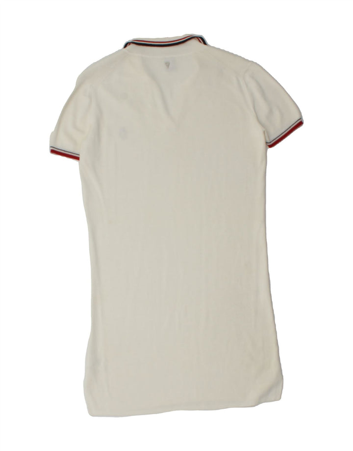 VINTAGE Womens Polo Dress UK 14 Medium White Cotton Vintage Vintage and Second-Hand Vintage from Messina Hembry 