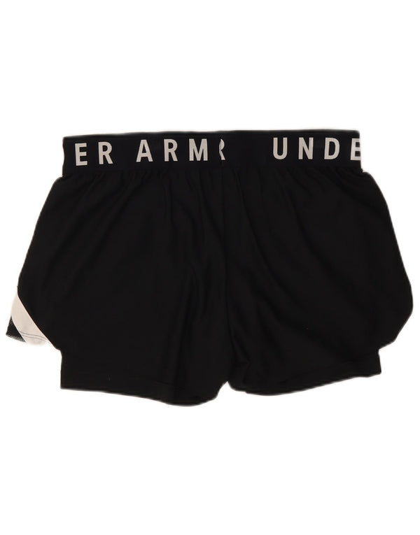 Pantaloni scurți sport grafic Under Armour pentru femei UK 14, mari, negru, color block