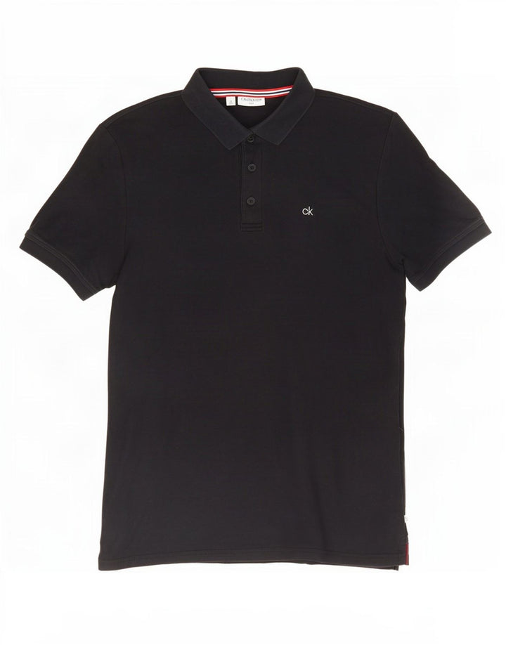 Cămașă polo Calvin Klein pentru bărbați, bumbac albastru bleumarin mediu