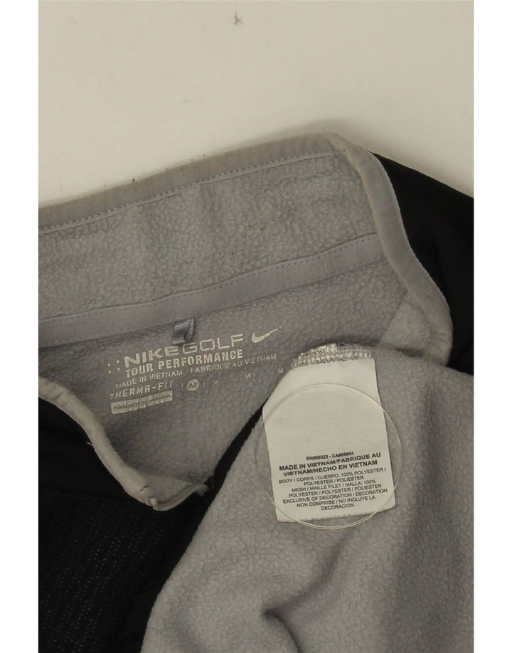Hanorac pentru bărbați NIKE Therma-Fit, cu fermoar, cu gât, poliester mediu negru