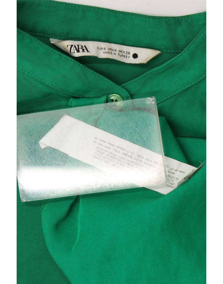 Bluză cămașă supradimensionată pentru femei Zara UK 10 Small Green Viscose