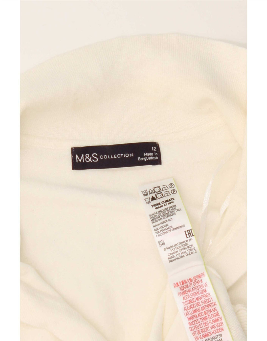 Tricou polo pentru femei Marks & Spencer UK 12 Medium White Viscose