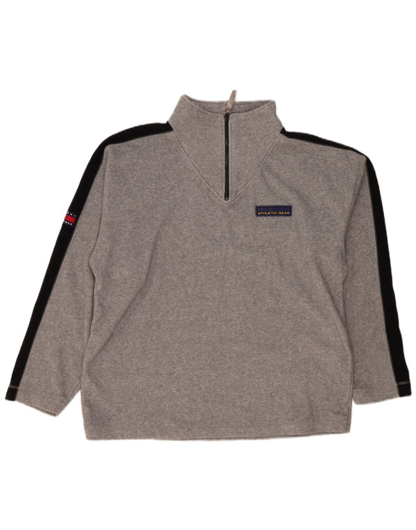 Pulover pentru bărbați Tommy Hilfiger, cu fermoar și gât, din lână, 2XL, gri, poliester color bloc