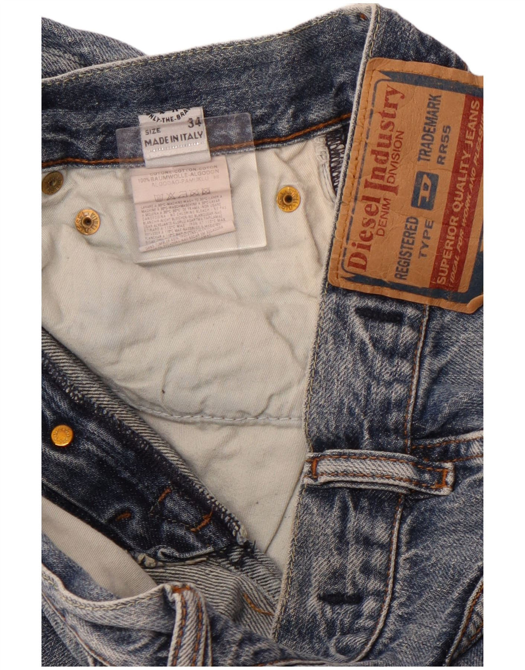 DIESEL Blugi Drepți Bărbați W34 L31 Bumbac Albastru