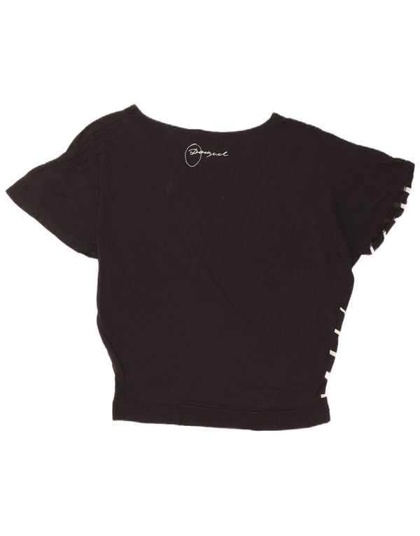 DESIGUAL Tricou grafic supradimensionat pentru femei UK 14 Medium Black Floral