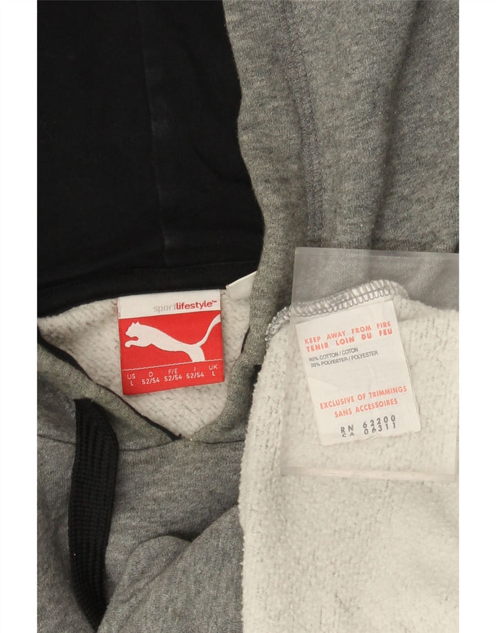 Pulover cu glugă cu grafic PUMA pentru bărbați, bumbac mare, gri