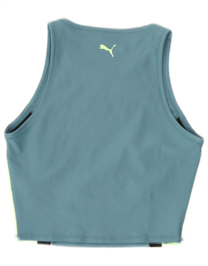Puma Crop Graphic Vest Top pentru femei UK 10 Small Blue Colorblock Poliester