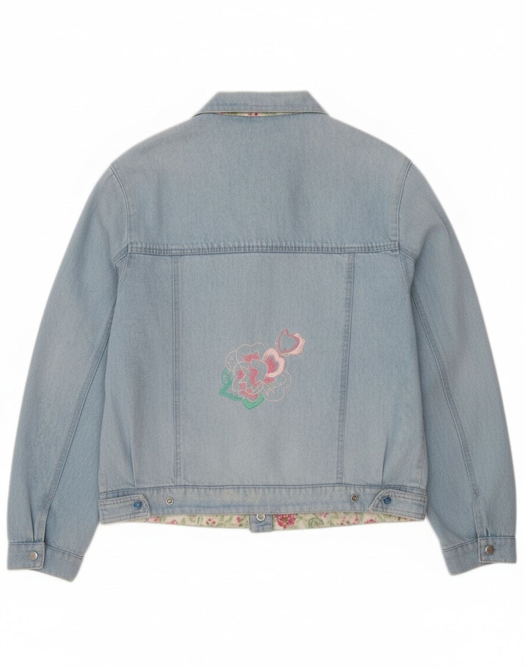 Jachetă de denim cu grafică vintage pentru femei IT 44 Medium Blue Floral