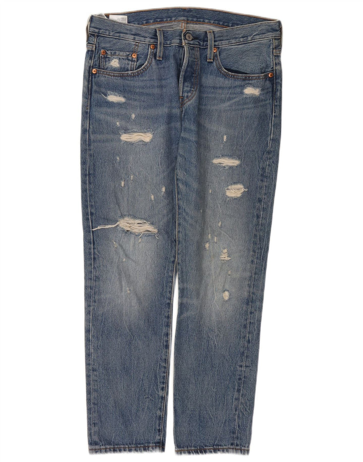 Blugi drepți distressed 501 Levi's pentru femei L29 L28 Bumbac albastru