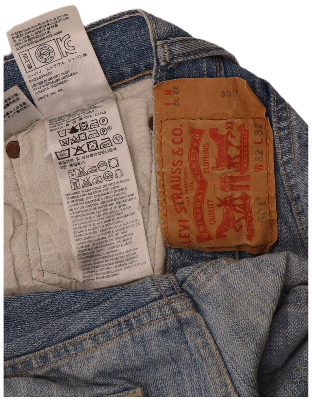 Blugi drepti pentru bărbați Levi's 501 W32 L32 Bumbac albastru