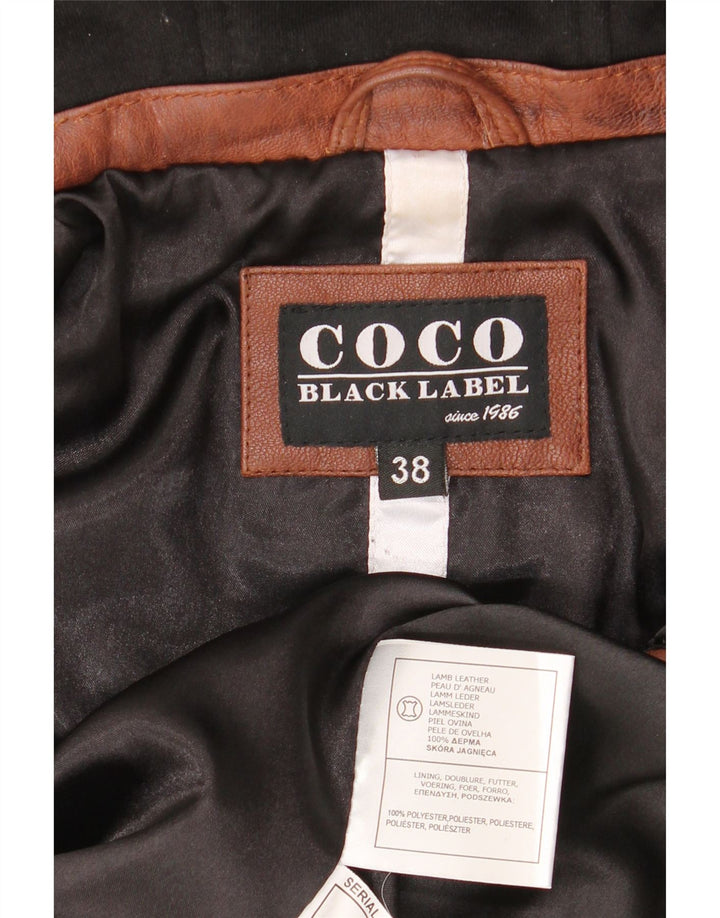 Jachetă de motociclist cu glugă vintage pentru femei EU 38 Maro mediu Colorblock