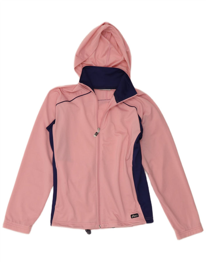 Jachetă de top pentru trening cu glugă Asics pentru femei UK 14 Medium Pink Colorblock