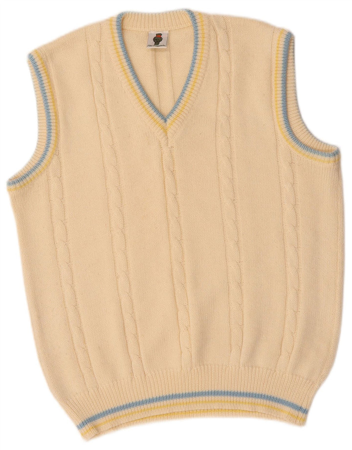 VINTAGE Vestă pentru bărbați Tank Top Medium Off White Poliacrilic