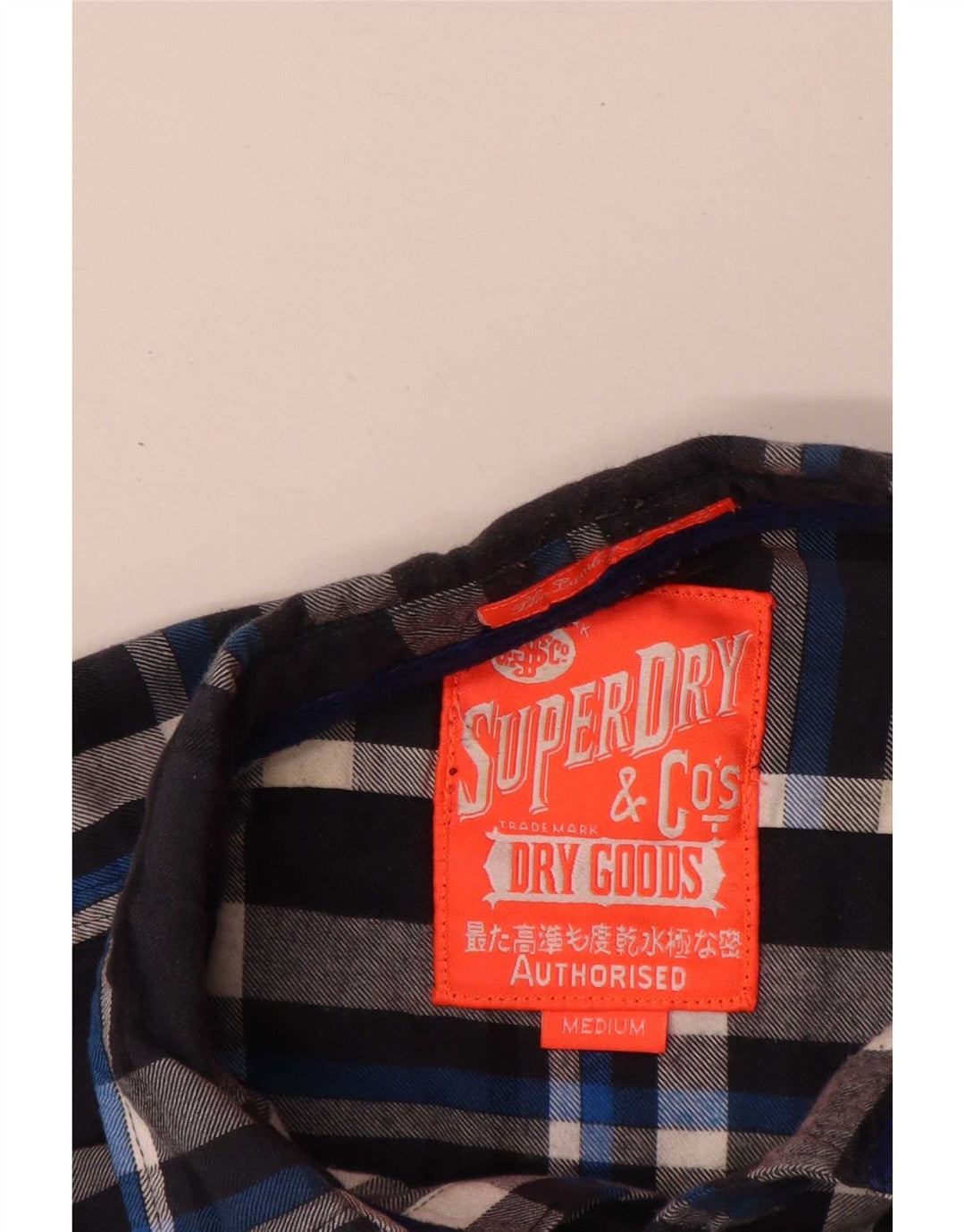 Cămașă de flanel pentru bărbați Superdry, bumbac carouri albastru bleumarin mediu