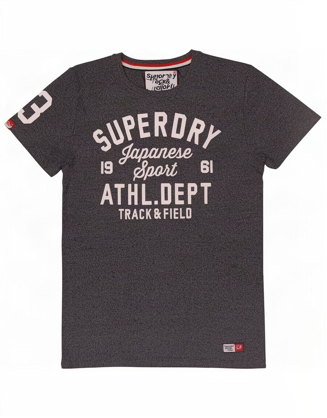 Tricou grafic pentru bărbați Superdry Top din bumbac cu pete gri mediu