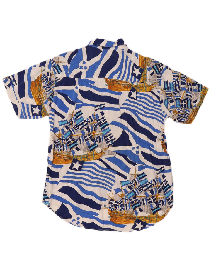 Cămașă cu mânecă scurtă pentru bărbați Harrison & Son, mare, albastru, viscoză