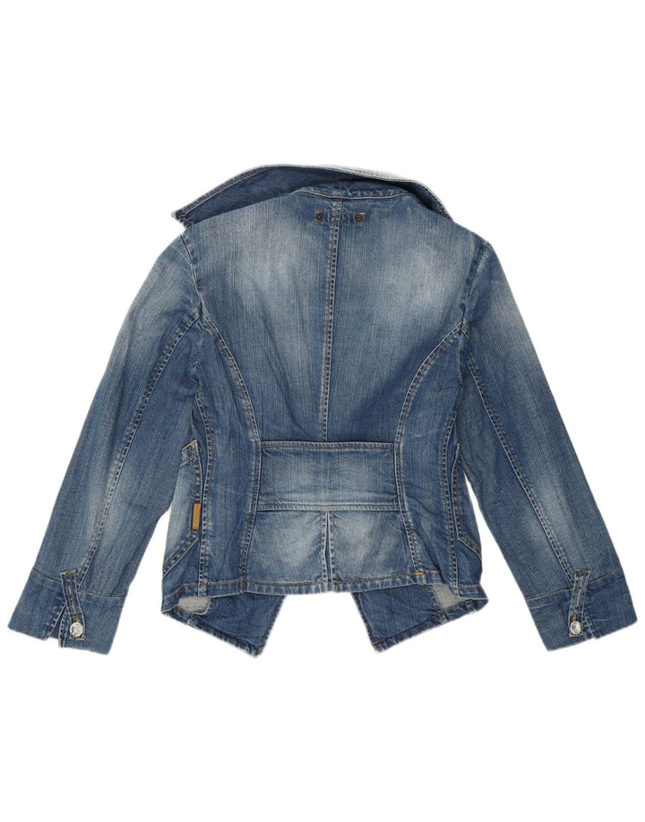Jachetă Fornarina pentru femei Crop Denim Blazer UK 8 Small Blue