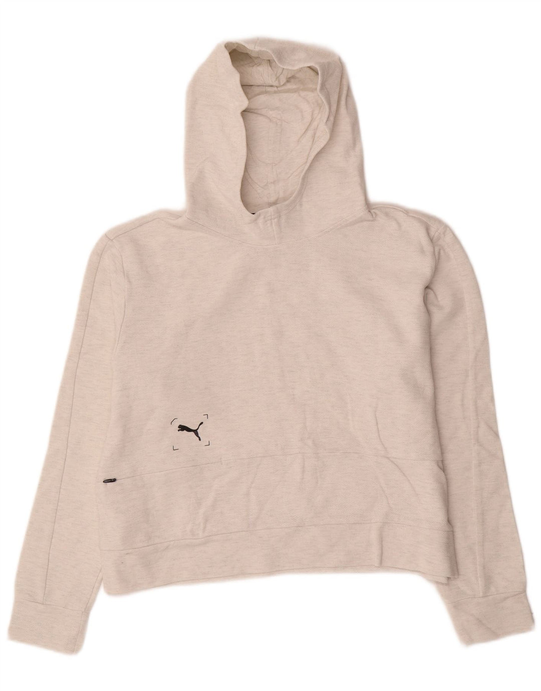 Puma Crop Hoodie Jumper pentru femei UK 14 Medium Off White