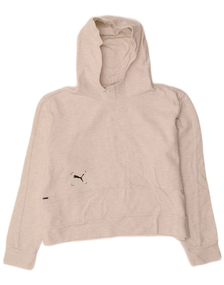 Puma Crop Hoodie Jumper pentru femei UK 14 Medium Off White