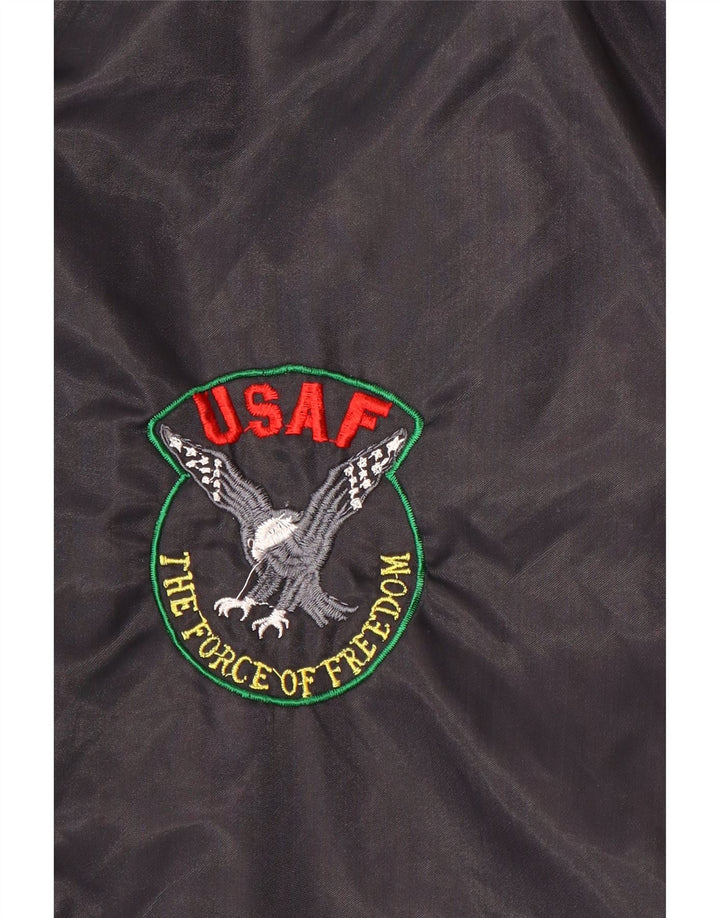 Jachetă căptușită cu grafică Bomber Vintage pentru bărbați UK 40, mare, bleumarin