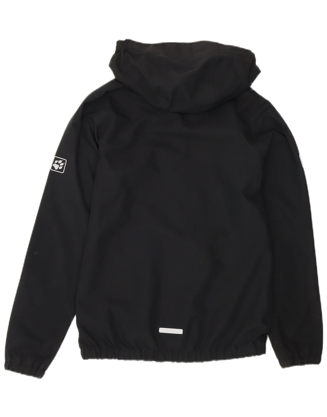 Jack Wolfskin Jachetă de ploaie cu glugă grafică pentru băieți 11-12 ani, poliester negru