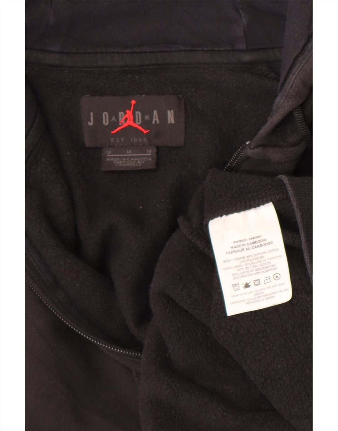 Pulover Jordan pentru bărbați, cu fermoar, bumbac mediu negru