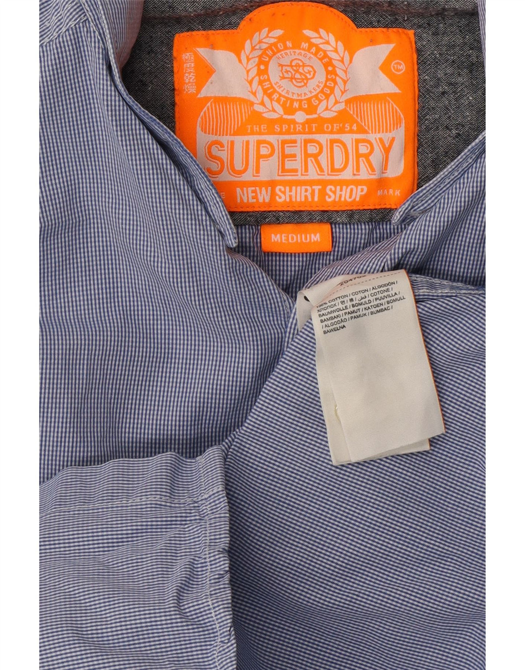 Cămașă pentru bărbați SUPERDRY, bumbac cu dungi albastre medii