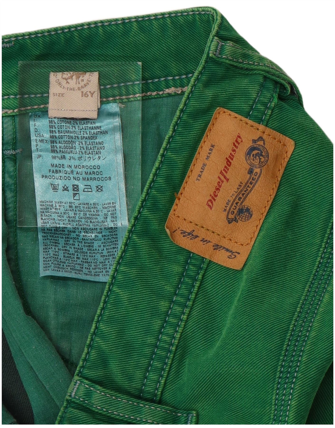 DIESEL Pantaloni Scurt Denim Băieți 15-16 Ani W32 Bumbac Verde