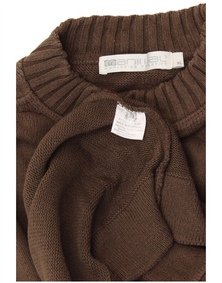 ANIMAL Pulover pentru bărbați cu decolteu rotund XL bumbac maro