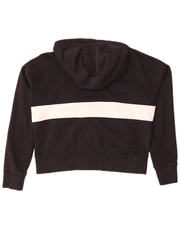 Champion Womens Graphic Zip Hoodie Sweater UK 10 Small Black Colourblock