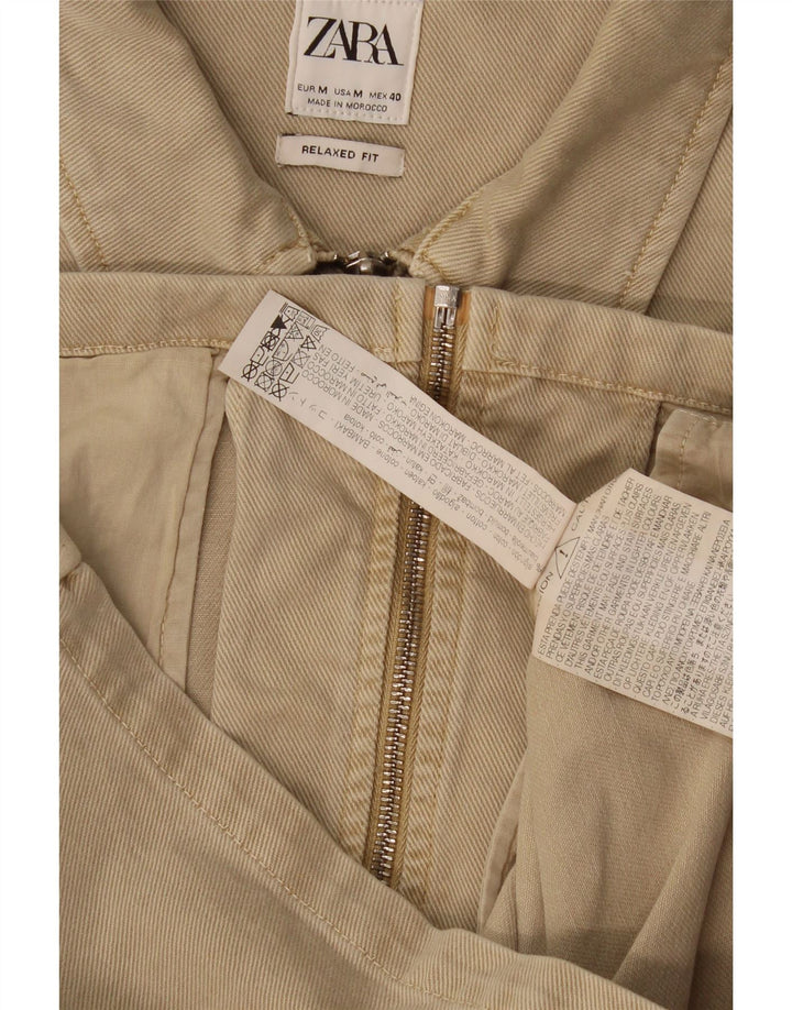Jachetă de denim relaxată pentru bărbați Zara UK 38, bumbac kaki mediu