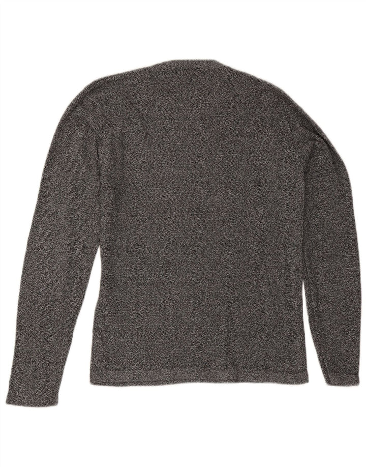 Pulover Jack & Jones pentru bărbați cu gât roșu, bumbac cu pete, gri mediu
