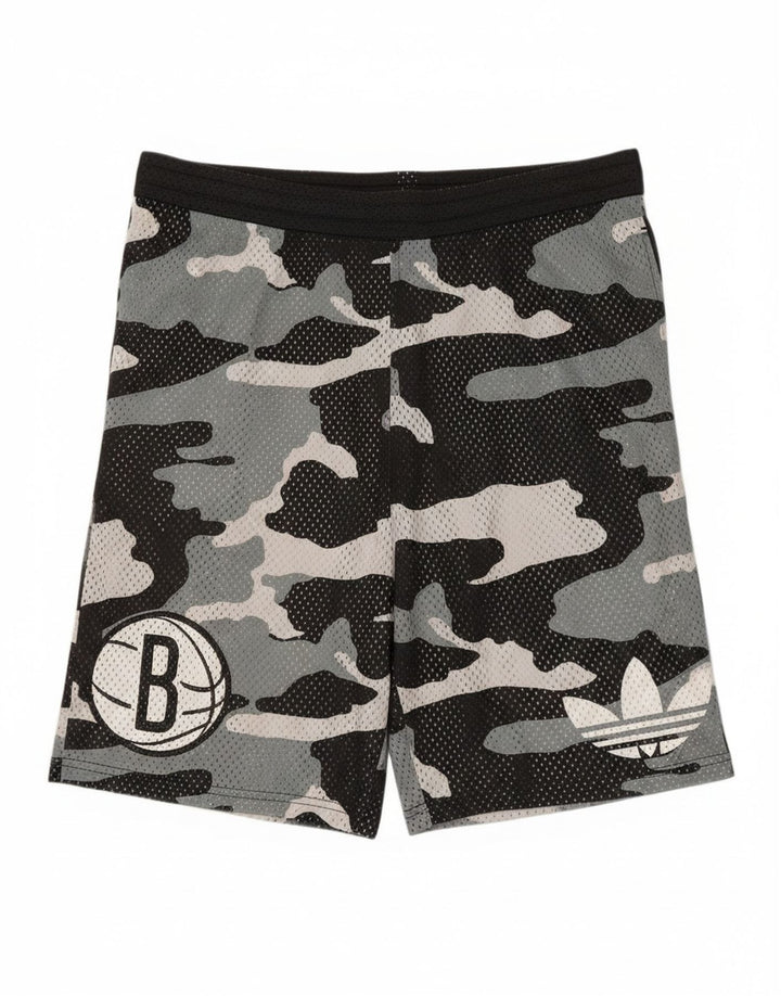 Pantaloni scurți sport grafic Adidas pentru bărbați, poliester de camuflaj mediu negru