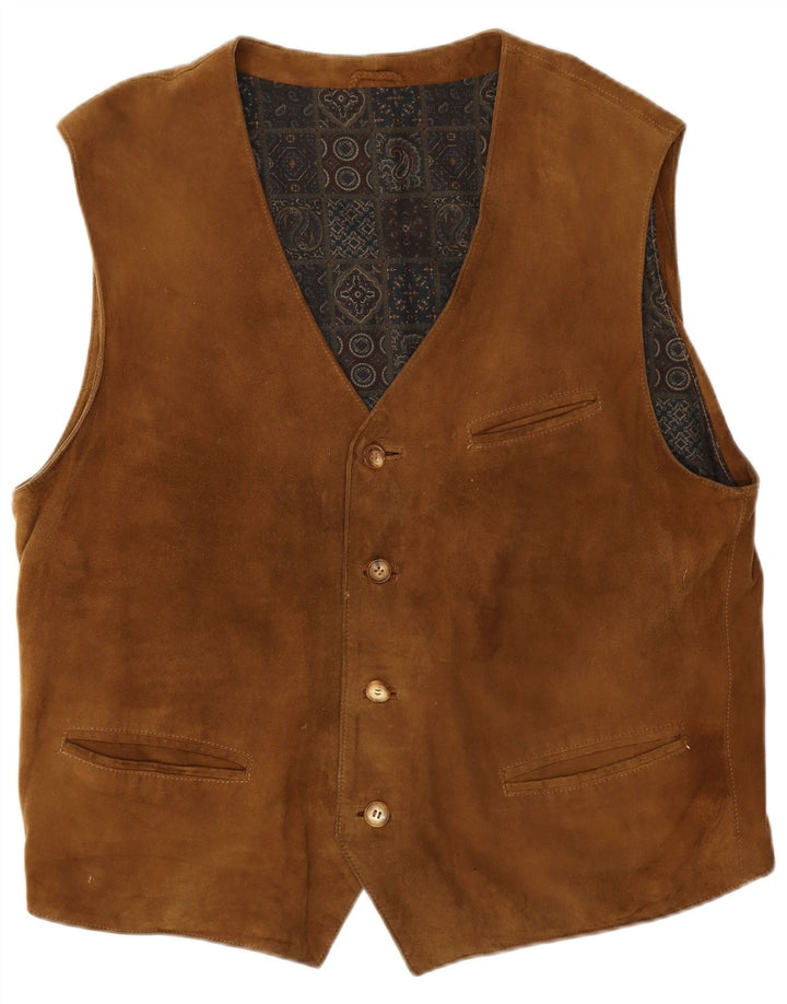 Vestă vintage pentru bărbați din piele intoarsa IT 56 XL din piele maro