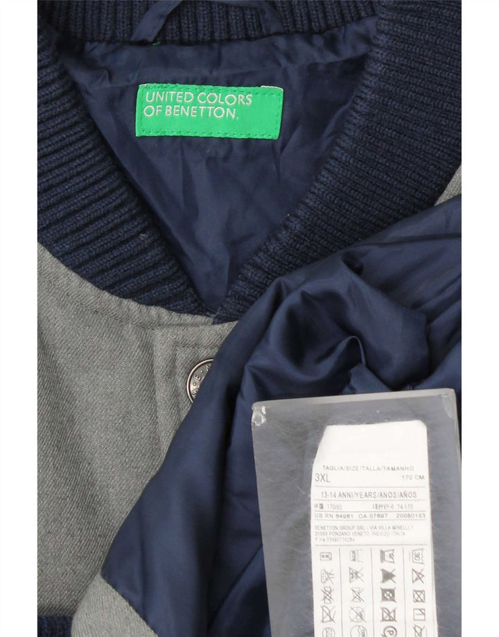 Benetton Boys Graphic Varsity Jacket 13-14 ani 3XL poliester gri
