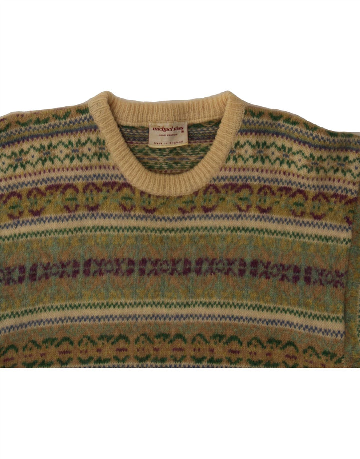 MICHAEL ROSS Pulover pentru bărbați cu gât crew pulover mic verde Fair Isle