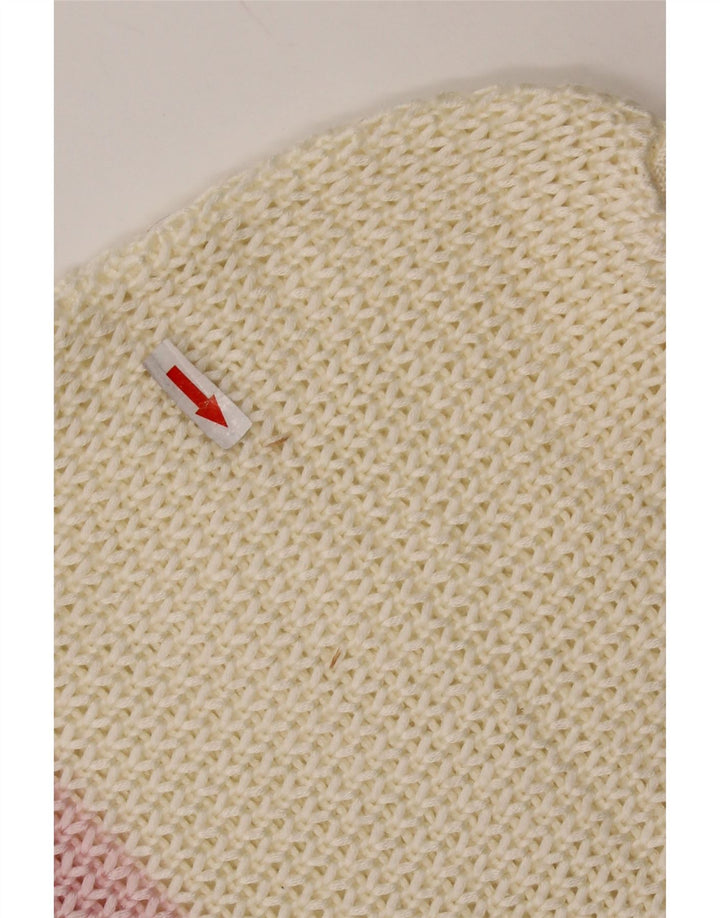 Pulover vintage pentru femei cu gât de barcă UK 14 mare cu dungi alb