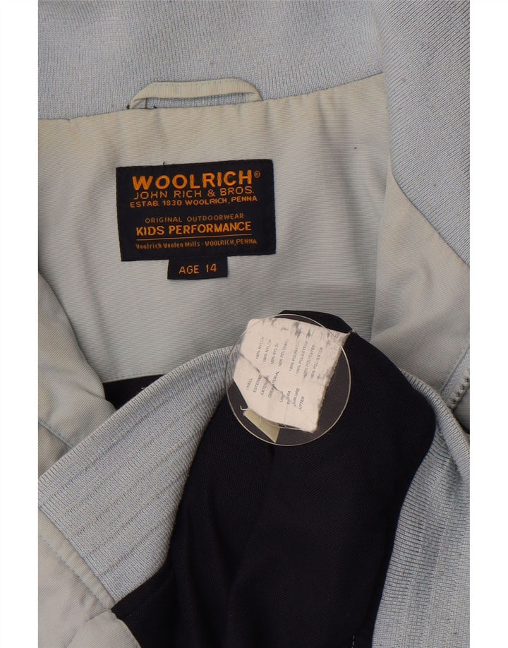 Jachetă bomber pentru băieți Woolrich 13-14 ani, nailon albastru