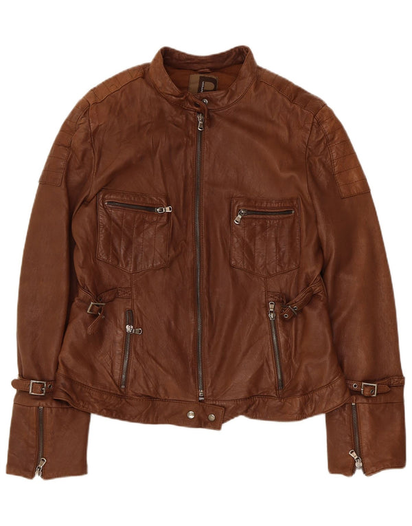 Conbipel Womens Leather Jacket IT 46 Large Brown Leather