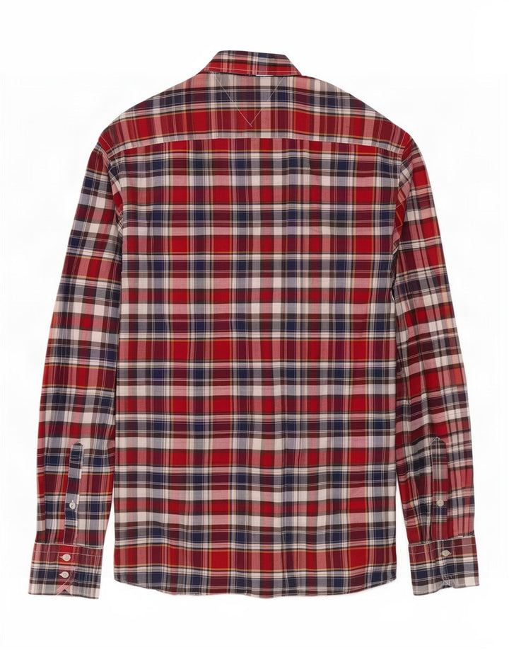 Cămașă personalizată pentru bărbați Tommy Hilfiger, bumbac cu carouri roșii medii