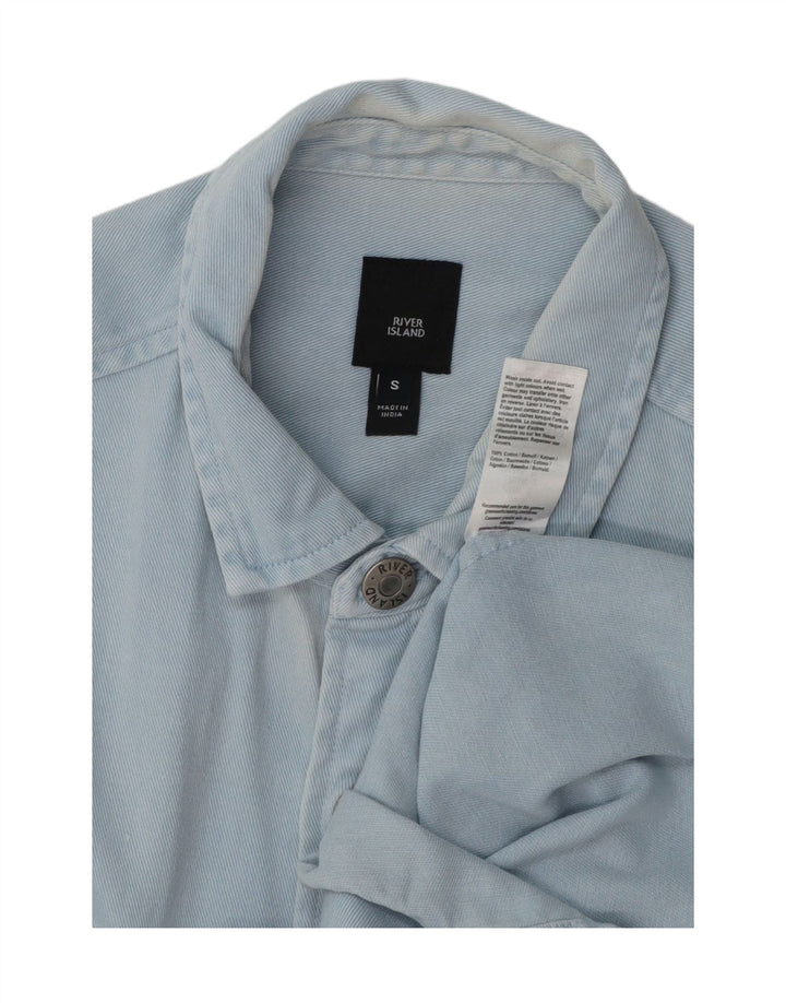 Cămașă de blugi pentru bărbați RIVER ISLAND, bumbac albastru mic