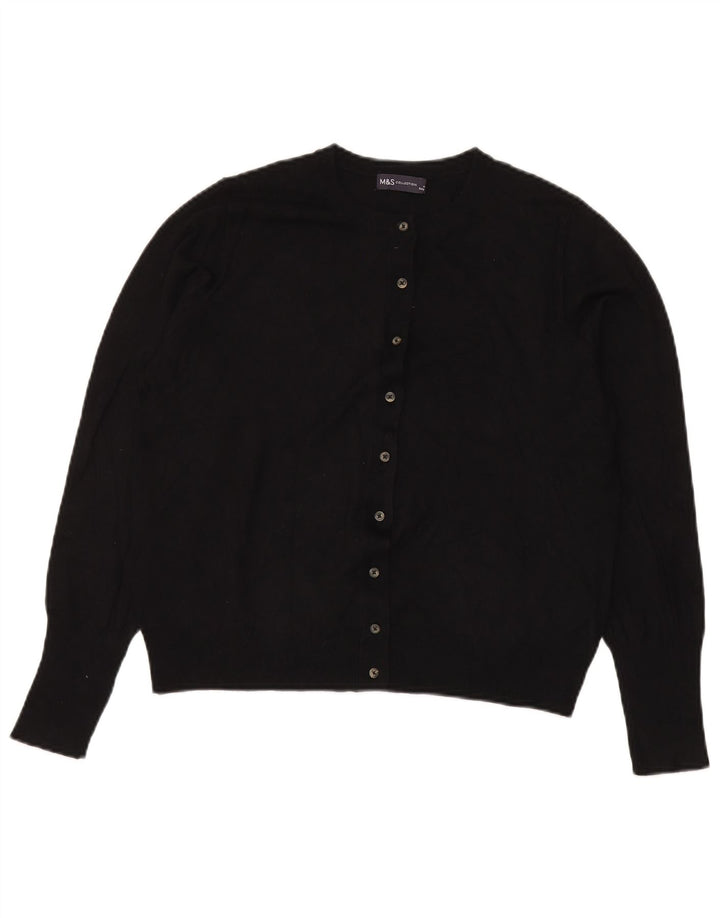 MARKS & SPENCER Pulover cardigan crop pentru femei UK 16 mare, viscoză neagră